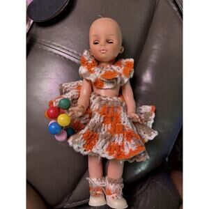 -DOLL VTG Plastic Hard Body Soft Head Limbs Move Eyes Open&close Hair Fell Off